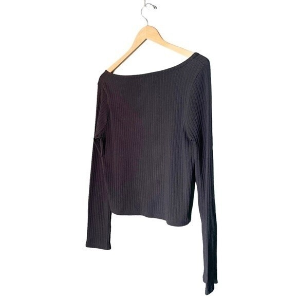Madewell Black Ribbed Long Sleeve Top - Picture 6 of 11